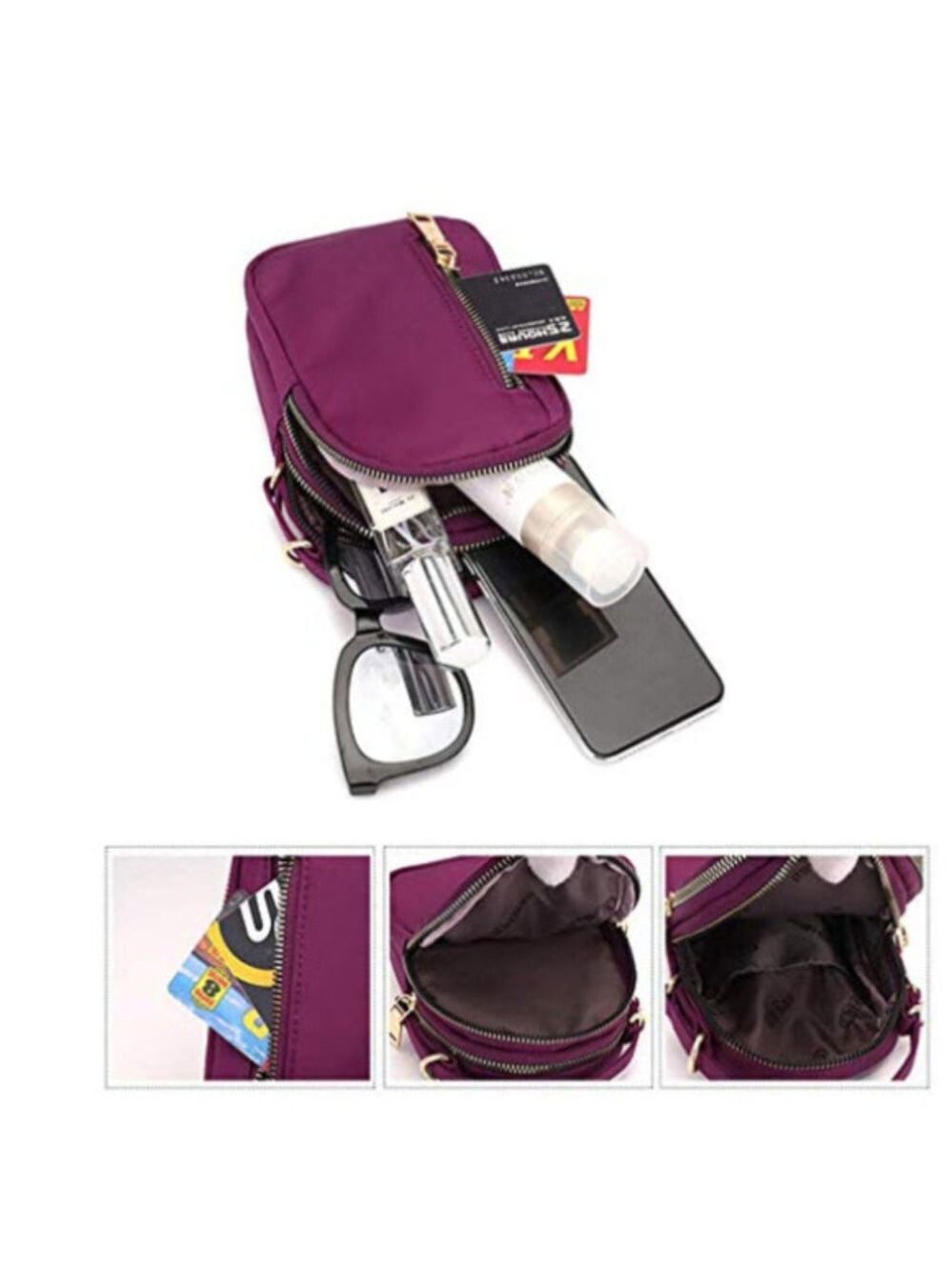 black Crossbody Cell Phone Purses Wallet - Picture 8 of 8
